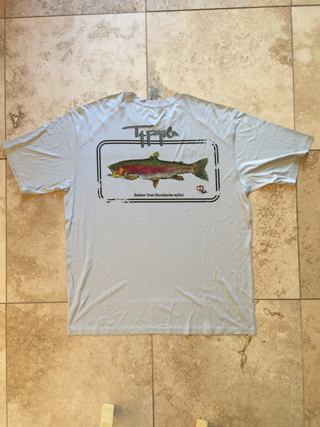 Adult Rainbow Trout Framed Silver Performance T-shirt