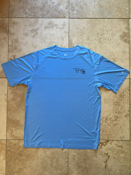 Adult Trout Framed Columbia Blue Performance T-shirt