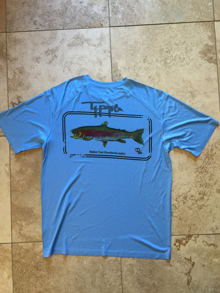 Adult Trout Framed Columbia Blue Performance T-shirt