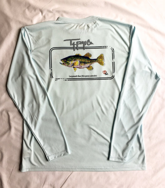 Adult Largemouth Bass Long Sleeve Performance T-shirt Arctic Blue