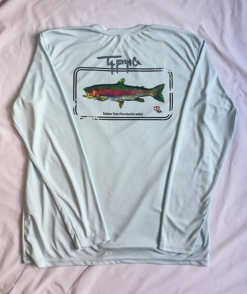 Adult Rainbow Trout Long Sleeve Performance T-shirt Arctic Blue