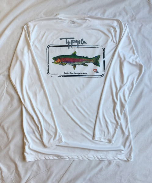 Adult Rainbow Trout Long Sleeve Performance T-shirt White
